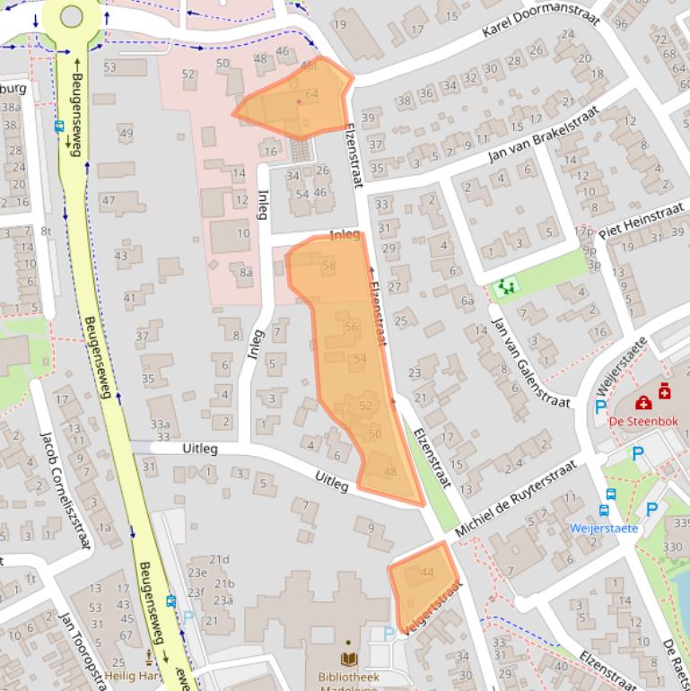 Kaart van postcodegebied 5831LK.