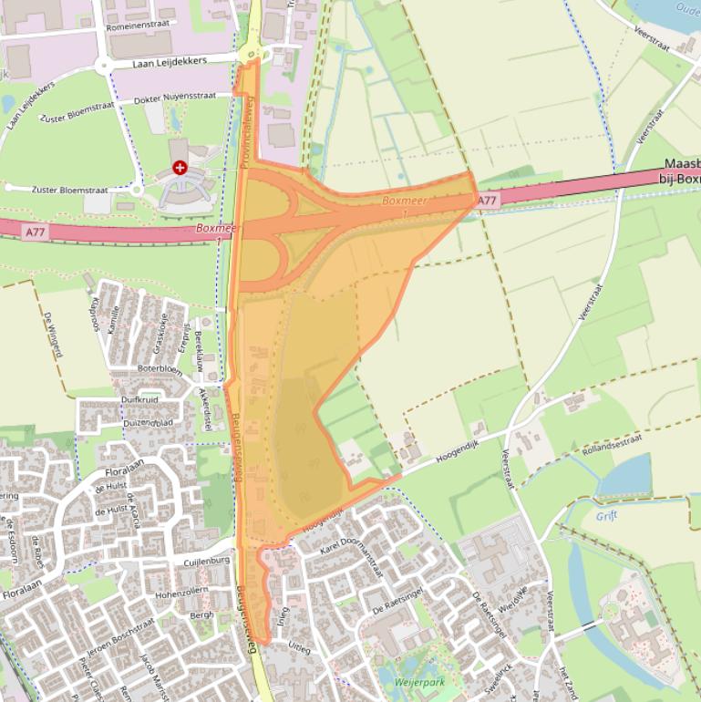 Kaart van postcodegebied 5831LR.