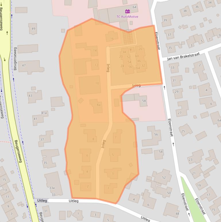 Kaart van postcodegebied 5831LW.