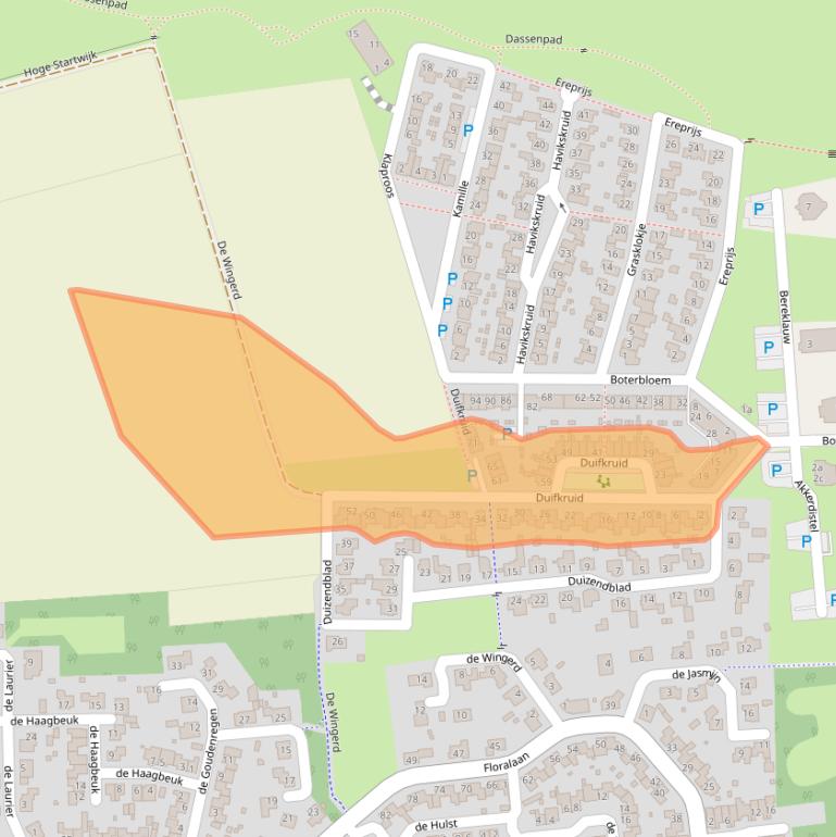 Kaart van postcodegebied 5831PB.