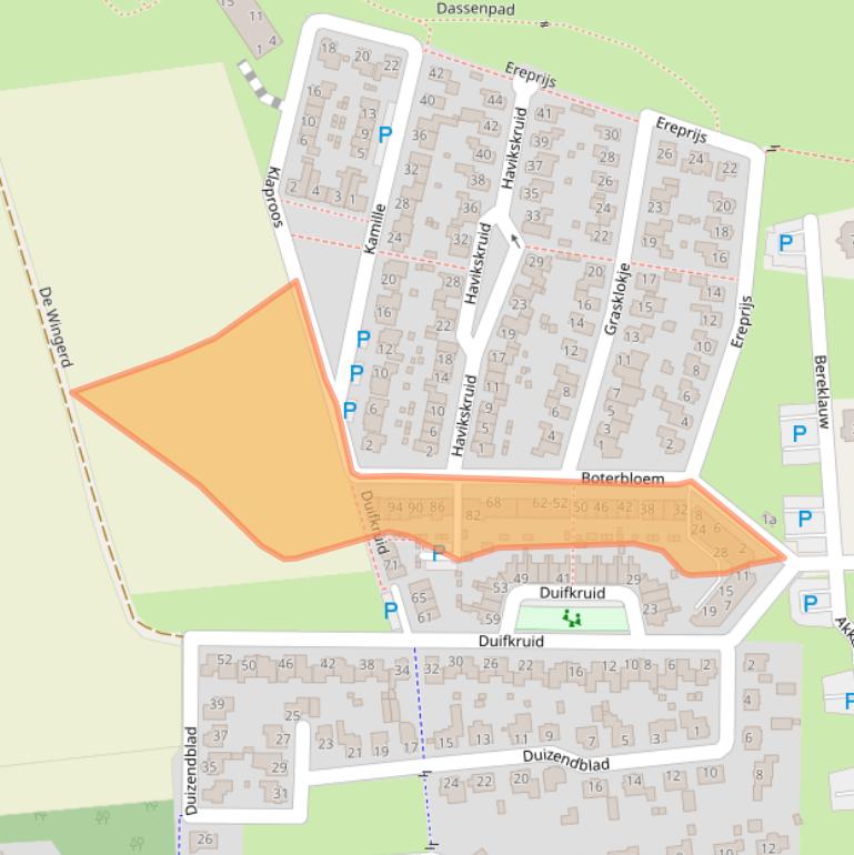Kaart van postcodegebied 5831PC.