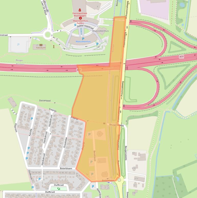 Kaart van postcodegebied 5831PE.