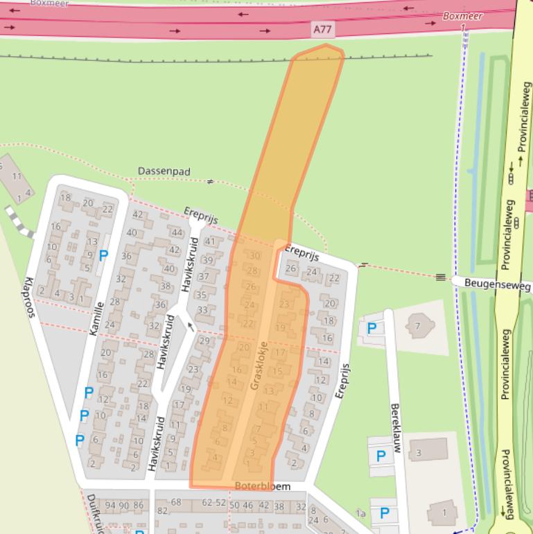 Kaart van postcodegebied 5831PG.