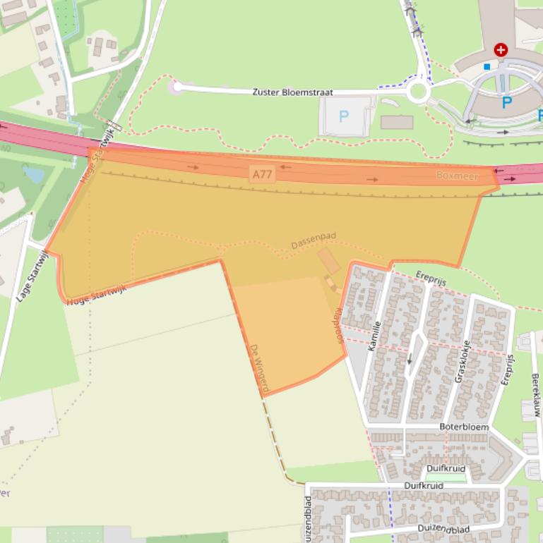 Kaart van postcodegebied 5831PM.