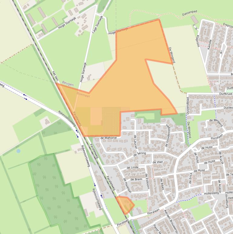 Kaart van postcodegebied 5831RE.