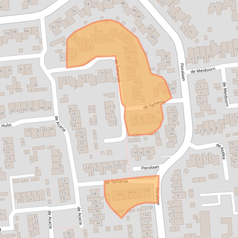 Kaart van postcodegebied 5831SE.