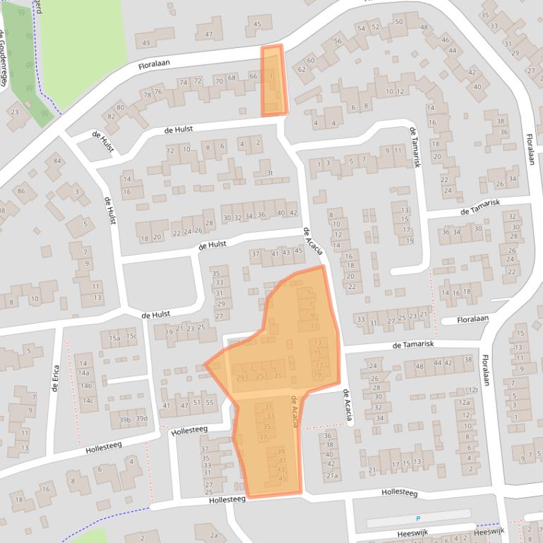 Kaart van postcodegebied 5831SJ.