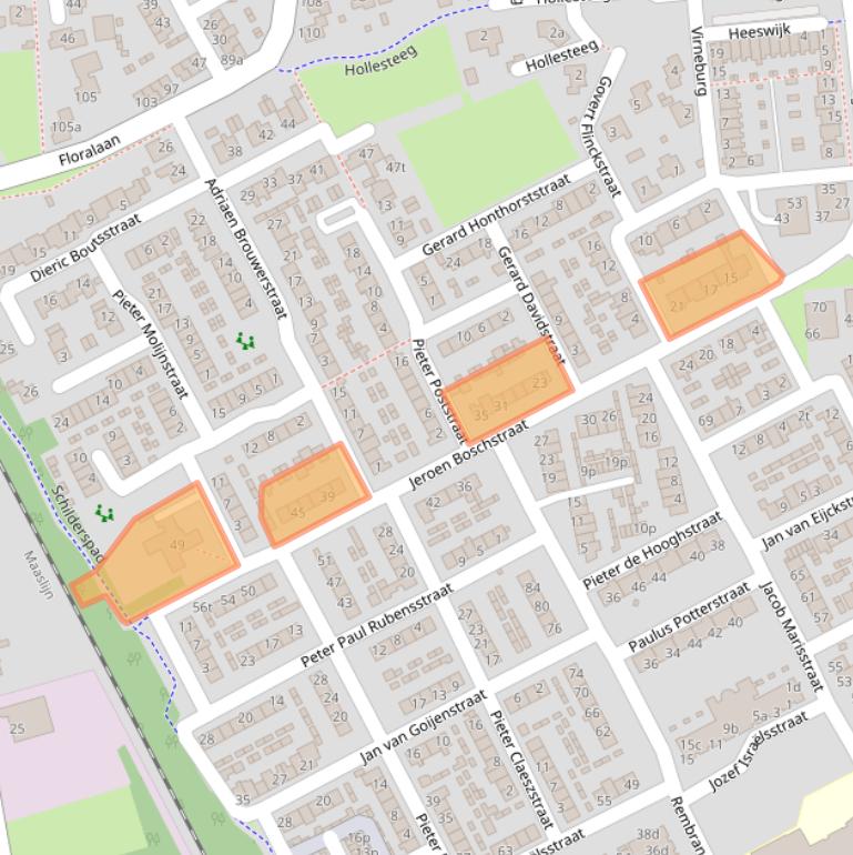 Kaart van postcodegebied 5831VV.