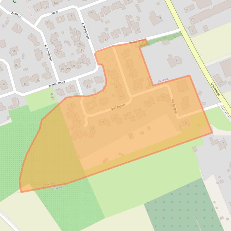 Kaart van postcodegebied 5831WL.