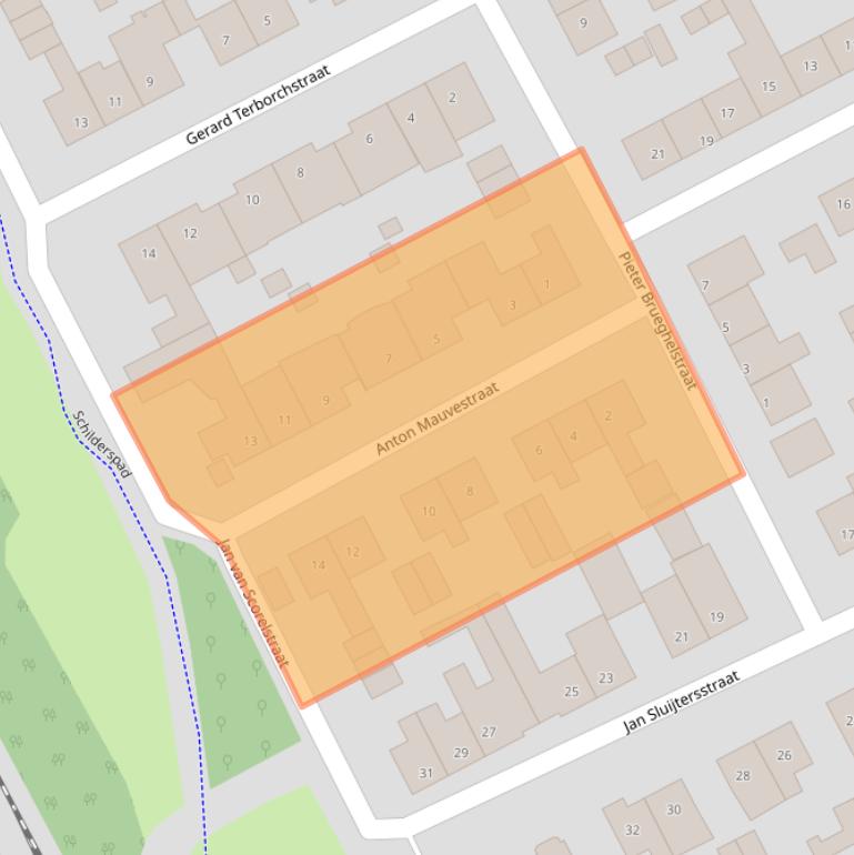 Kaart van postcodegebied 5831XV.