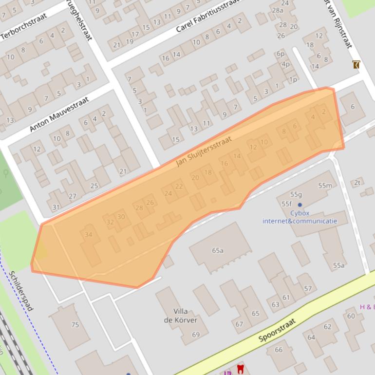 Kaart van postcodegebied 5831XX.