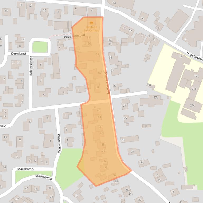 Kaart van postcodegebied 5835AD.