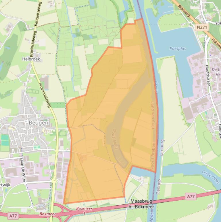 Kaart van postcodegebied 5835CD.