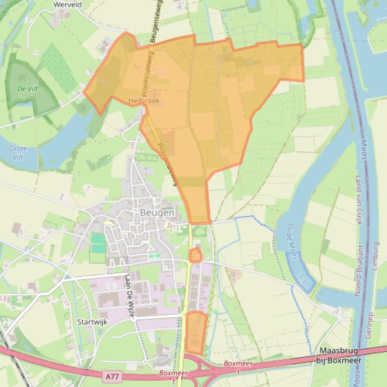 Kaart van postcodegebied 5835CZ.