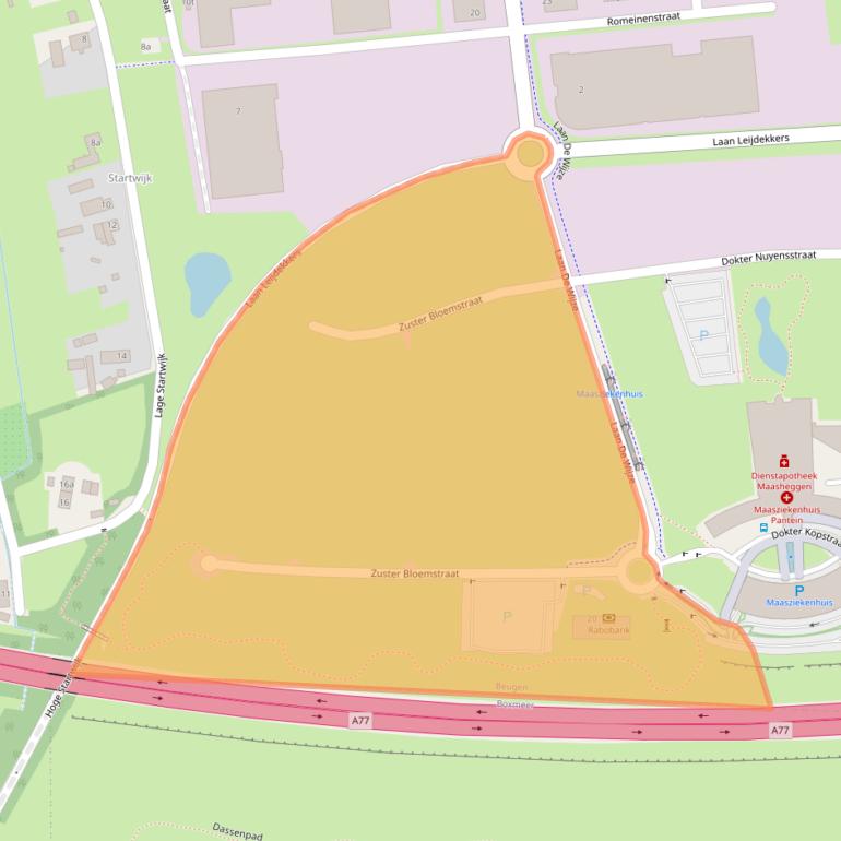 Kaart van postcodegebied 5835DW.