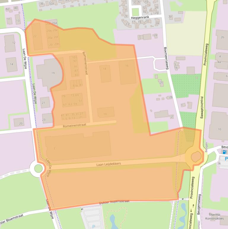 Kaart van postcodegebied 5835DX.