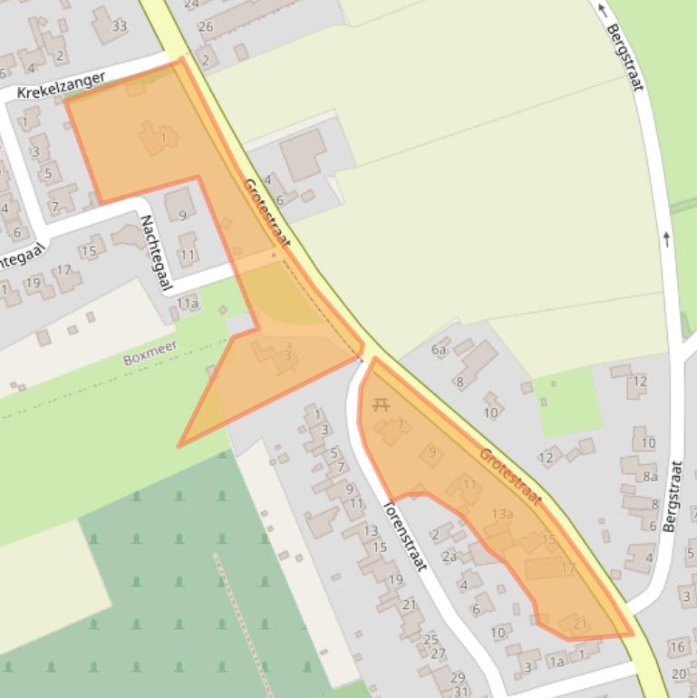 Kaart van postcodegebied 5836AA.