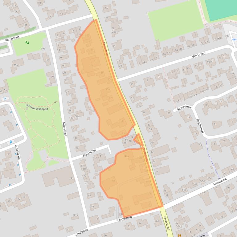 Kaart van postcodegebied 5836AB.