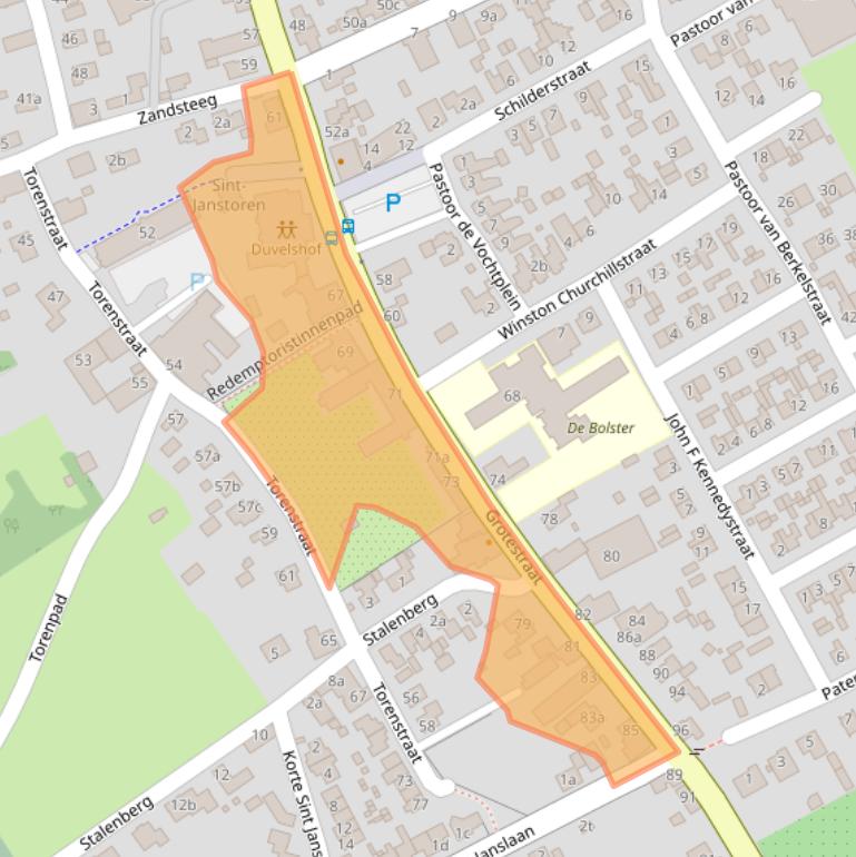 Kaart van postcodegebied 5836AC.