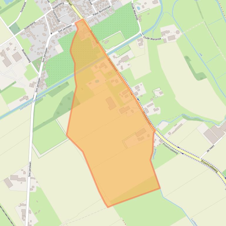 Kaart van postcodegebied 5836AD.