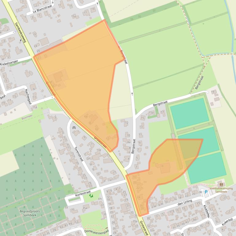 Kaart van postcodegebied 5836AE.