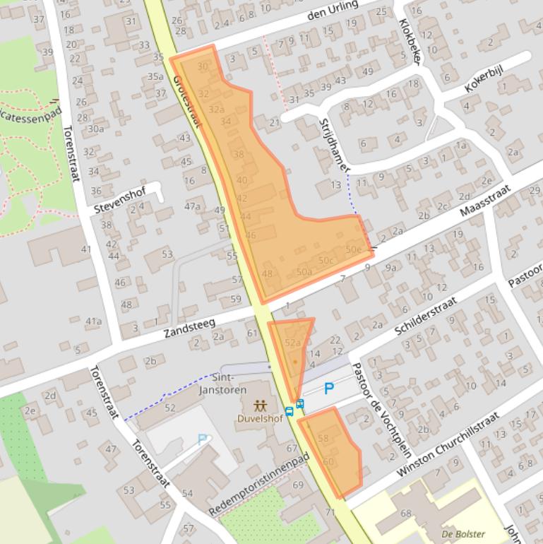 Kaart van postcodegebied 5836AG.