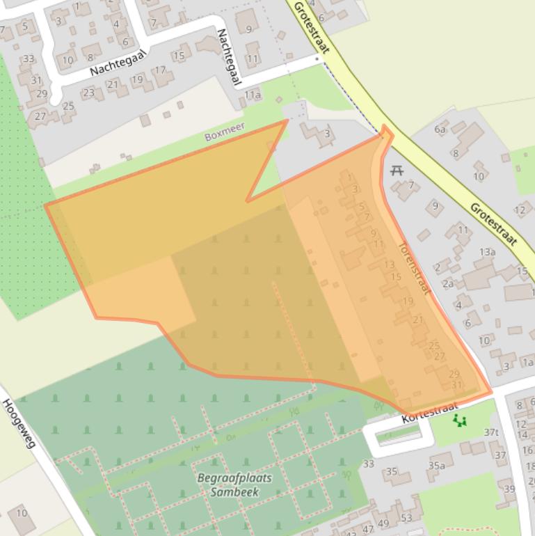 Kaart van postcodegebied 5836AJ.