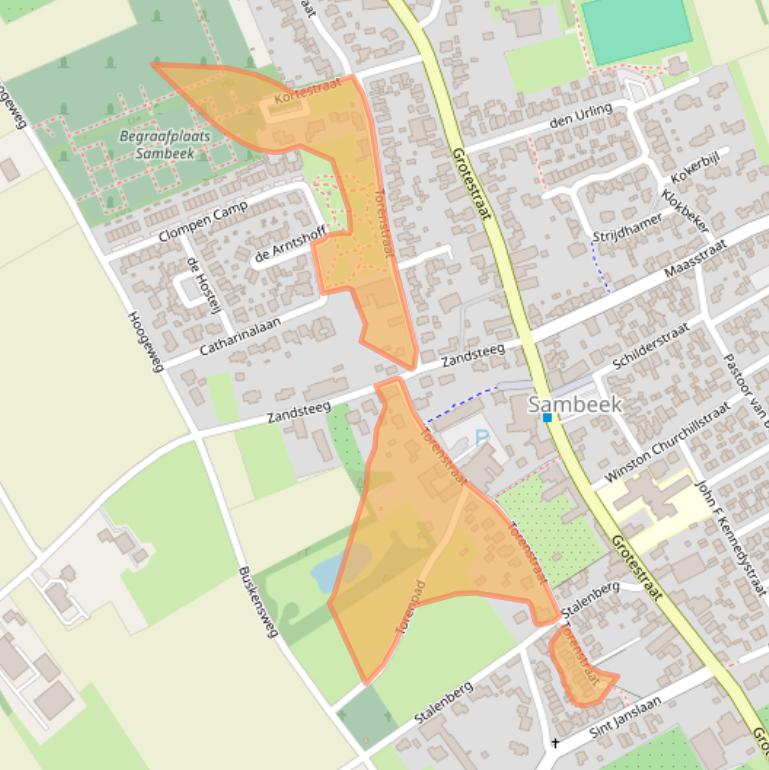 Kaart van postcodegebied 5836AK.
