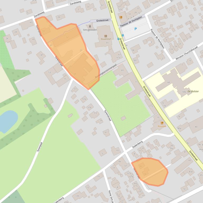 Kaart van postcodegebied 5836AN.