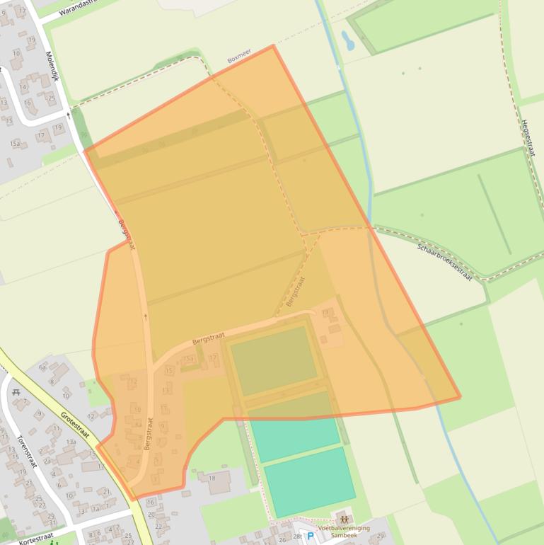Kaart van postcodegebied 5836AR.