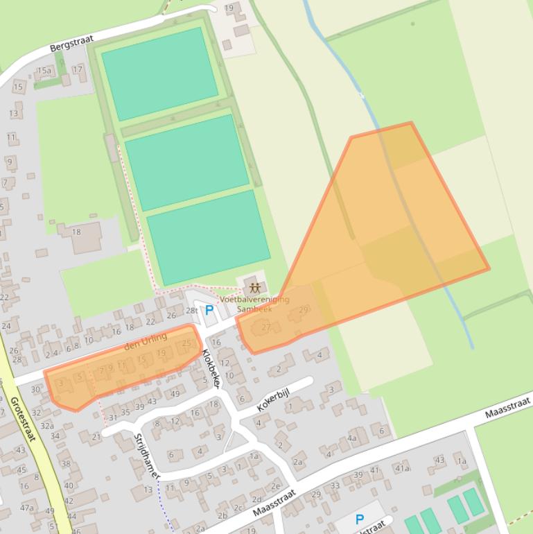 Kaart van postcodegebied 5836AS.