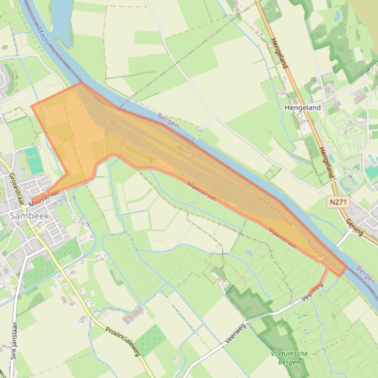 Kaart van postcodegebied 5836BB.