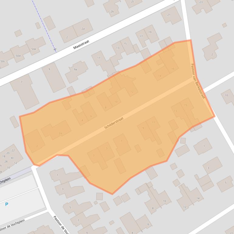 Kaart van postcodegebied 5836BD.