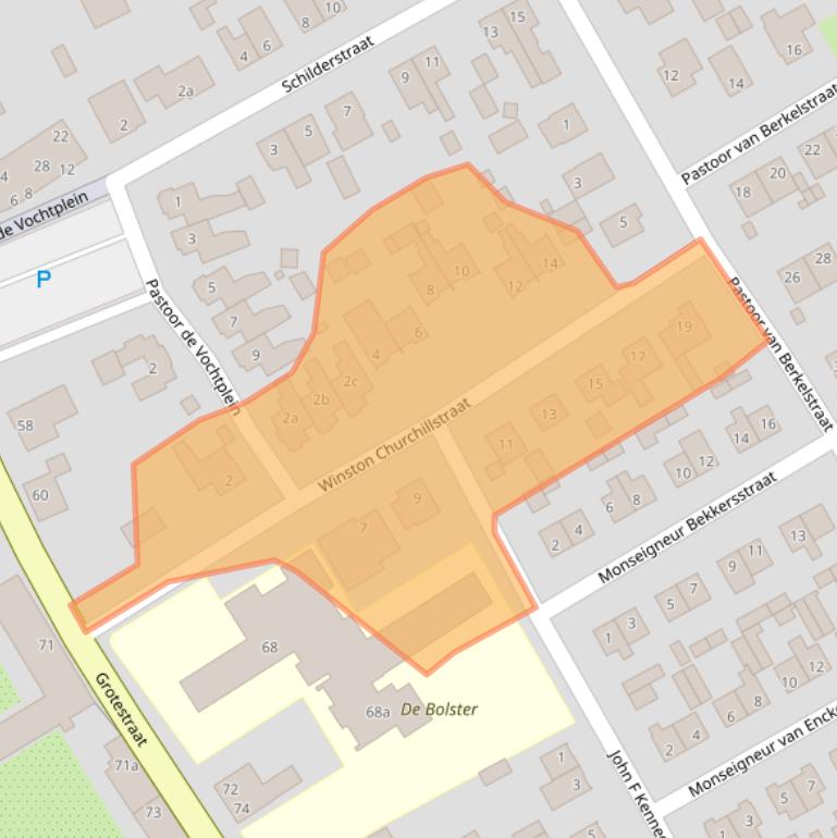 Kaart van postcodegebied 5836BG.