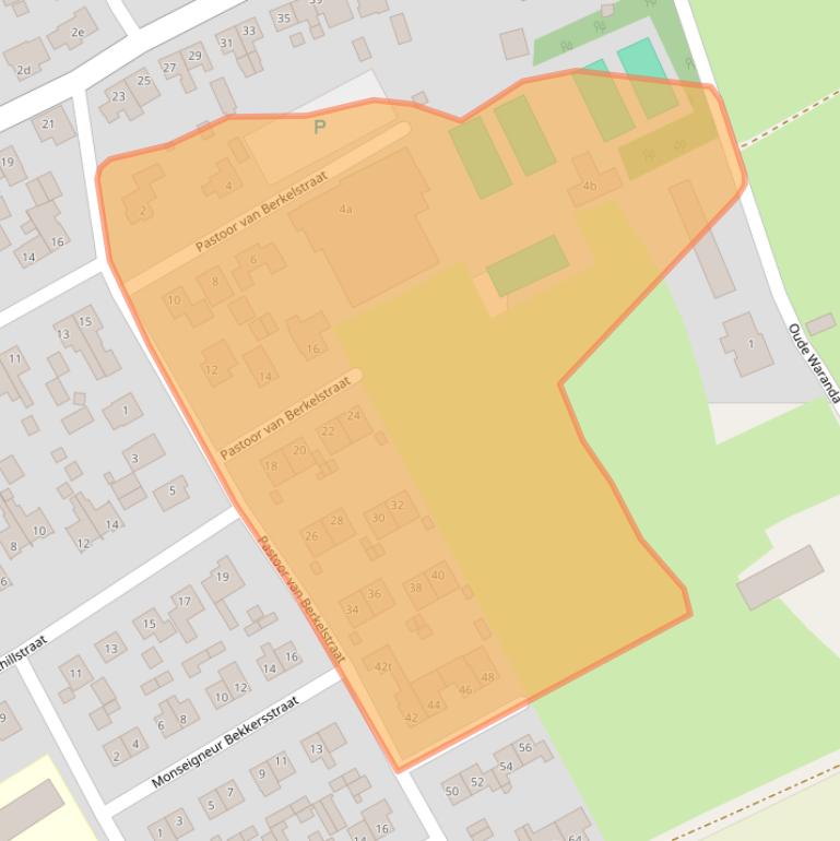 Kaart van postcodegebied 5836BJ.