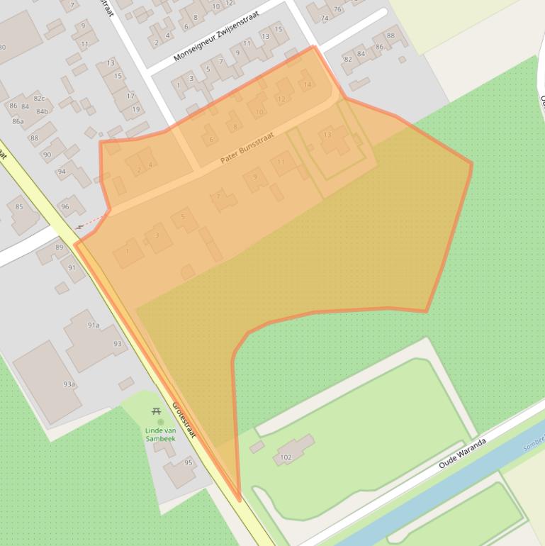 Kaart van postcodegebied 5836BR.