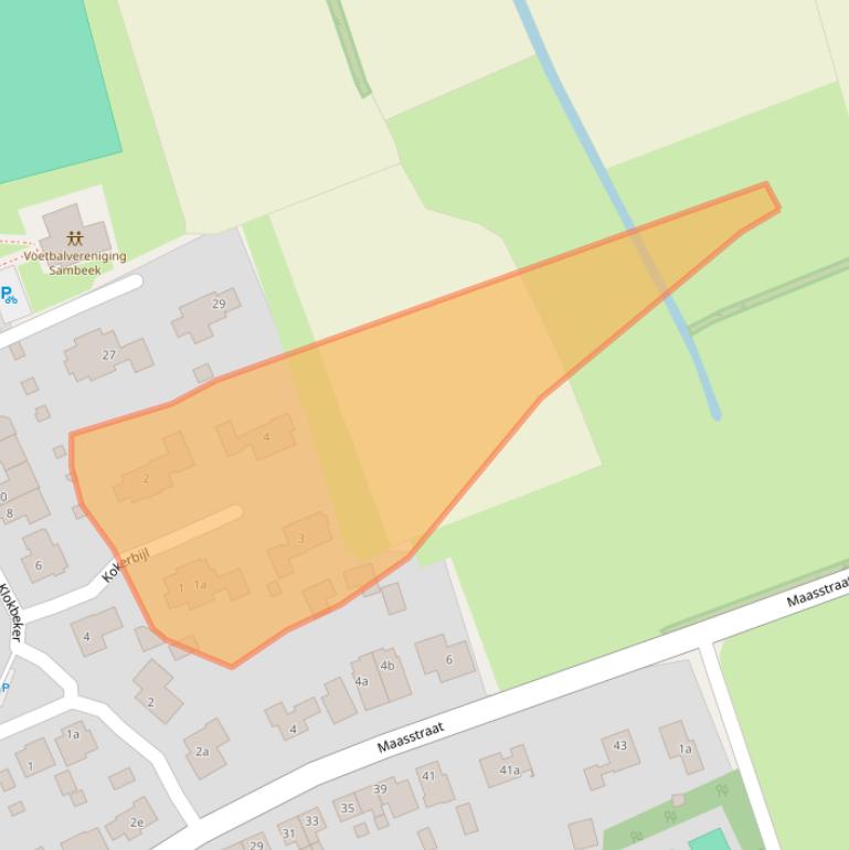 Kaart van postcodegebied 5836BT.