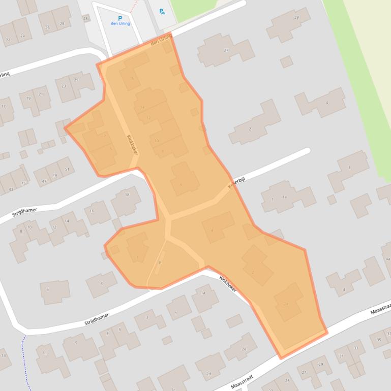 Kaart van postcodegebied 5836BW.