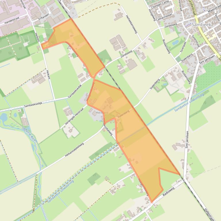 Kaart van postcodegebied 5836CA.