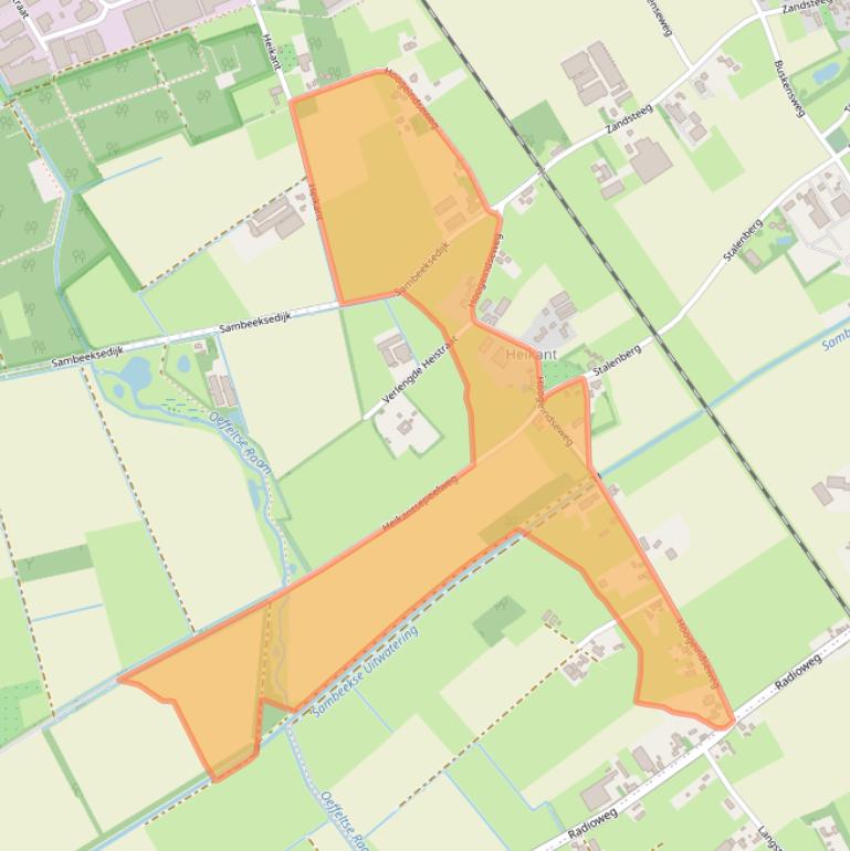 Kaart van postcodegebied 5836CB.