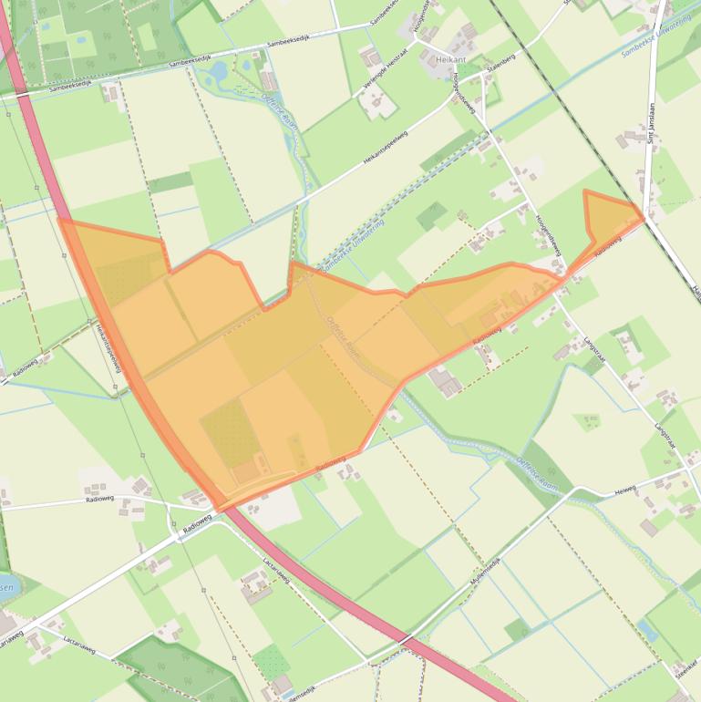 Kaart van postcodegebied 5836CD.