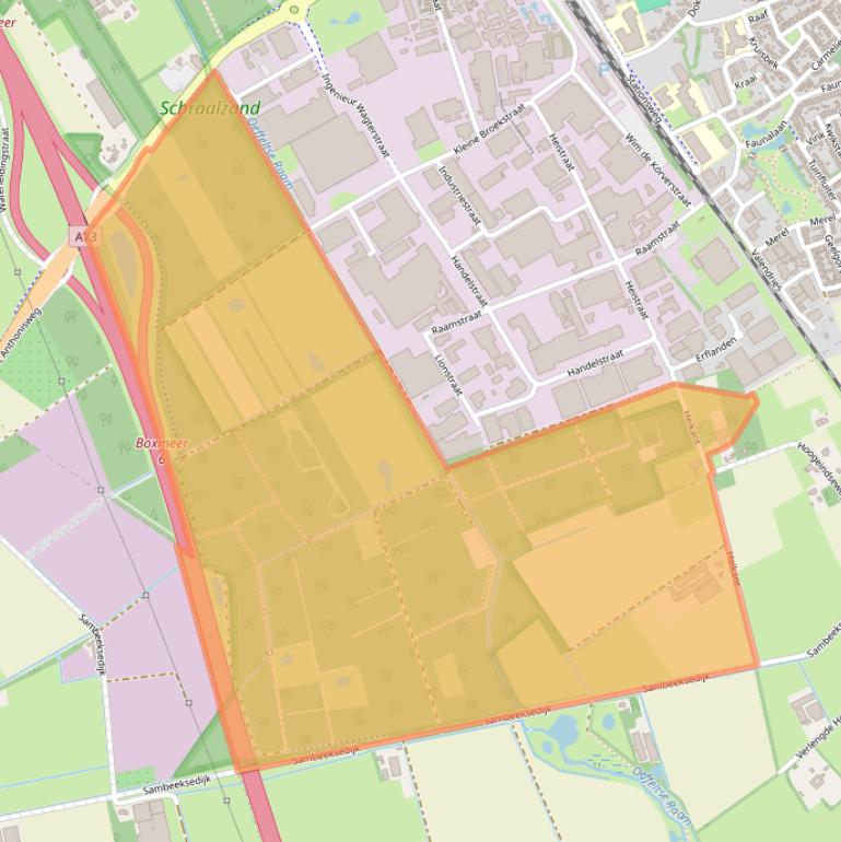 Kaart van postcodegebied 5836CK.