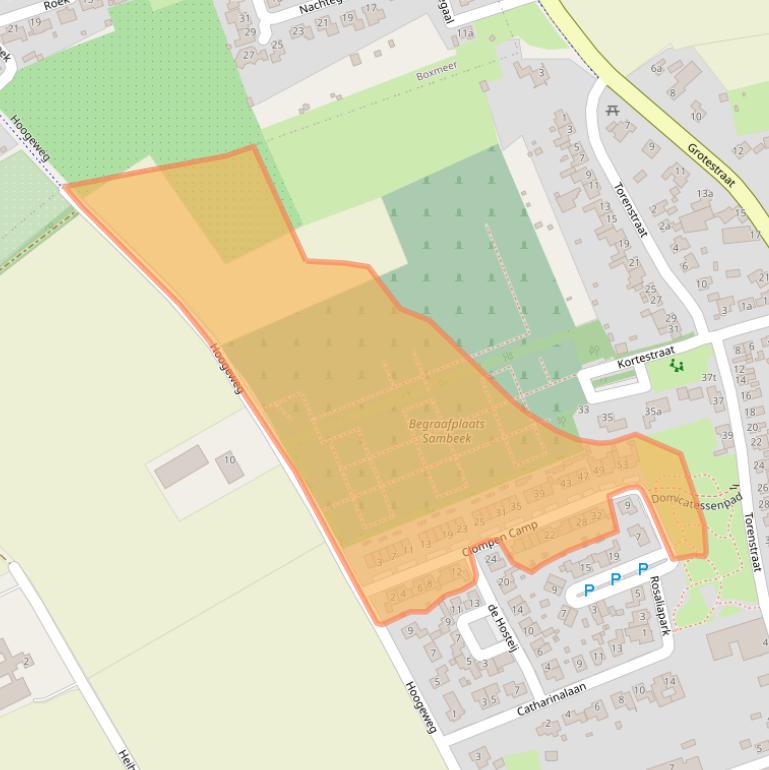 Kaart van postcodegebied 5836EC.