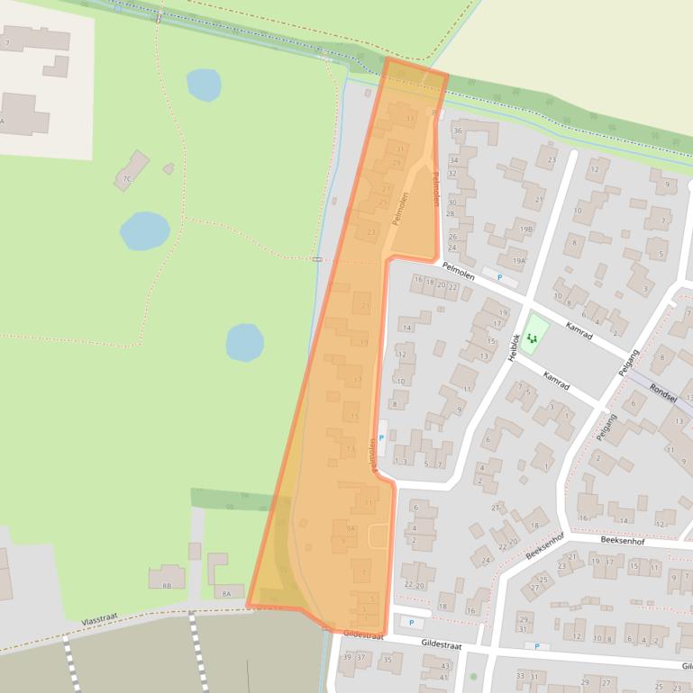 Kaart van postcodegebied 5841BE.