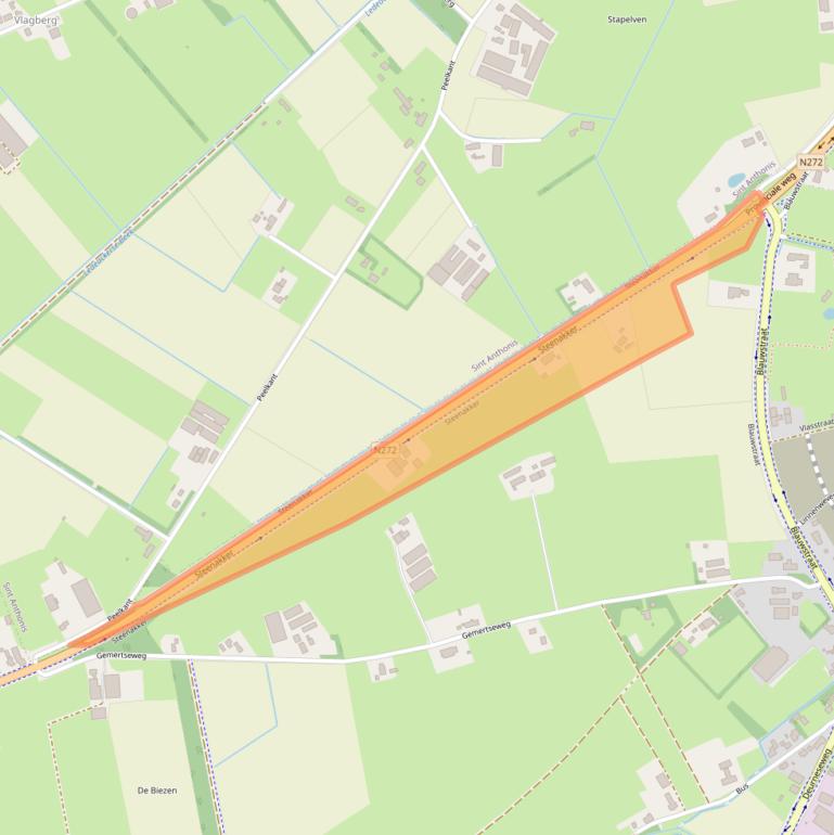 Kaart van postcodegebied 5841CB.