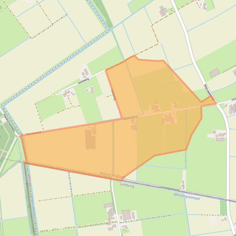 Kaart van postcodegebied 5843BC.