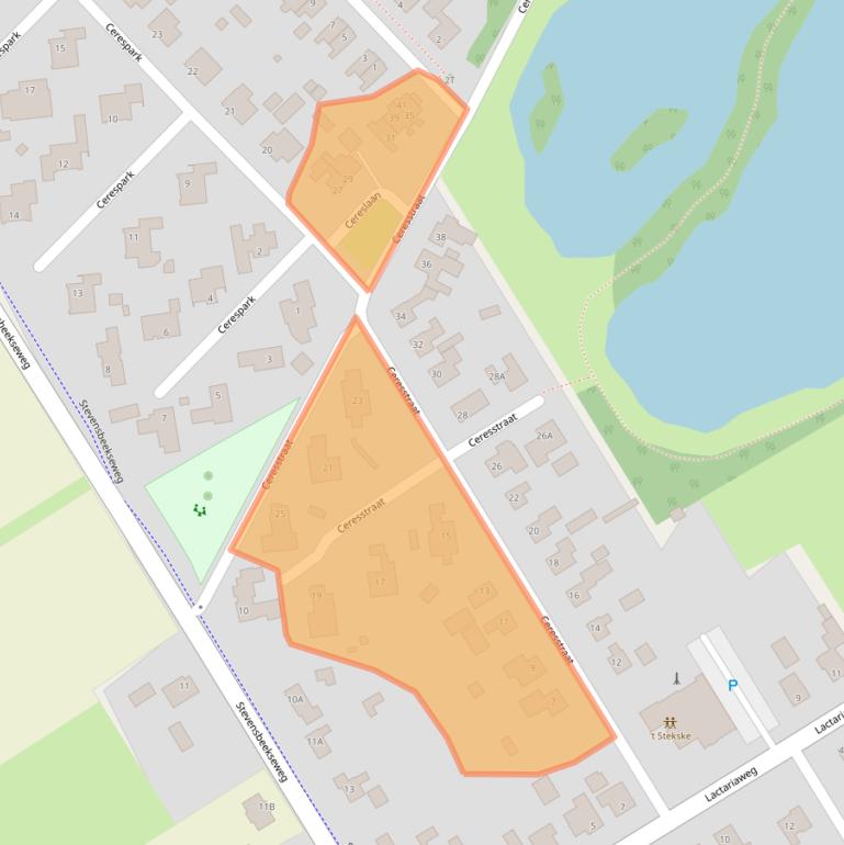 Kaart van postcodegebied 5844AC.