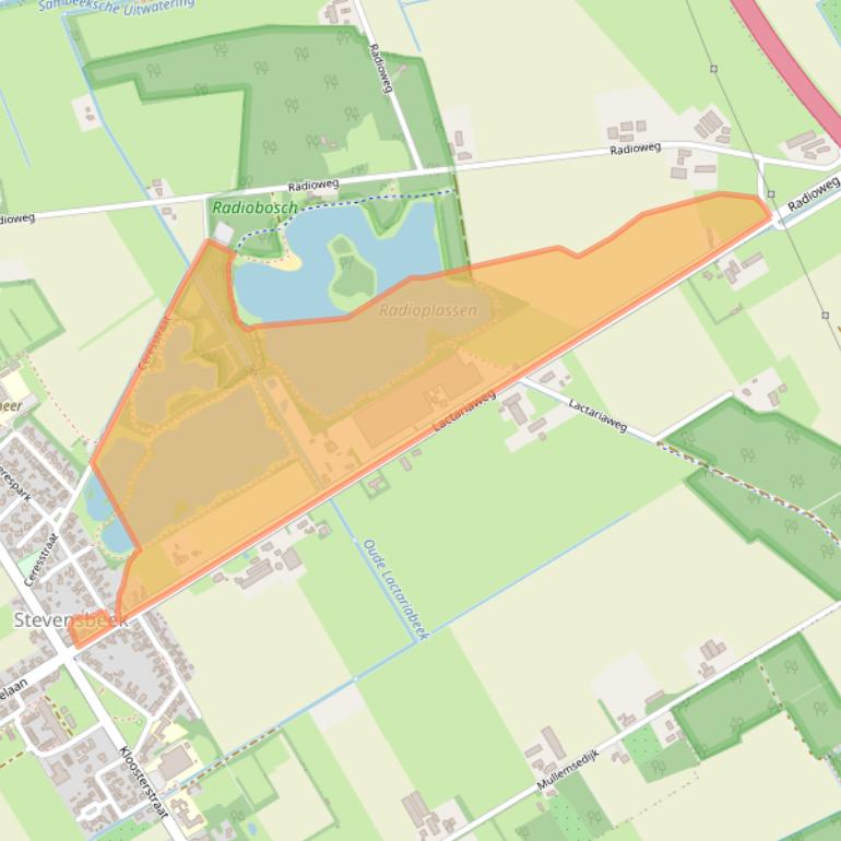 Kaart van postcodegebied 5844AH.