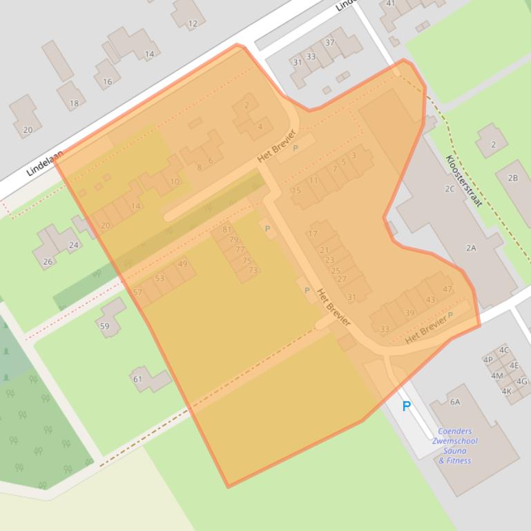 Kaart van postcodegebied 5844AS.