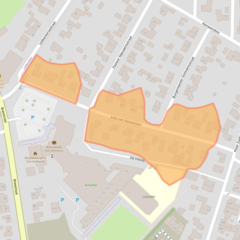 Kaart van postcodegebied 5845AS.